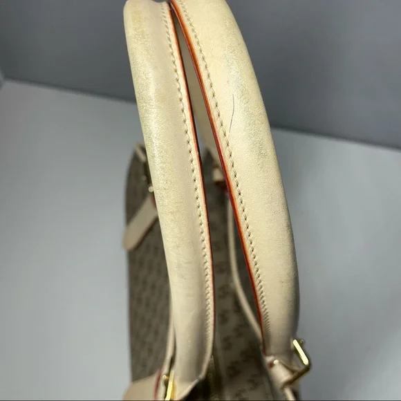 Dooney & Bourke Buckle Satchel Tote Bag Purse ID Card DB Signature Leather Trim - Picture 7 of 13